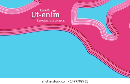 Abstract web templates with wavy embossed gradient shapes on colored background. Social media web banner or landing page. Abstract paper cut 3d layered topographic background.
