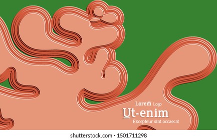 Abstract web templates with wavy embossed gradient shapes on colored background. Social media web banner or landing page. Abstract paper cut 3d layered topographic background.