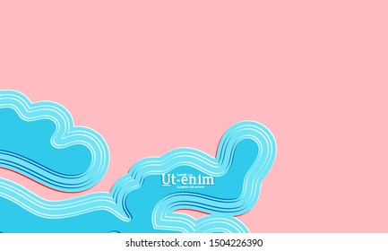 Abstract web templates with wavy embossed shapes on colored background. Social media web banner or landing page. Abstract paper cut 3d layered topographic background.
