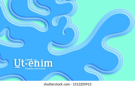 Abstract web templates with wavy embossed gradient shapes on colored background. Social media web banner or landing page. Abstract paper cut 3d layered topographic background.