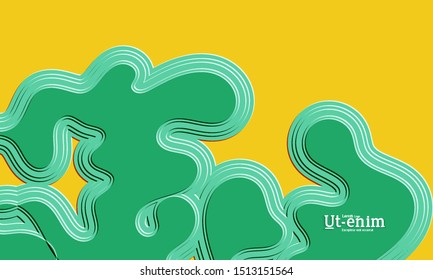 Abstract web templates with wavy embossed gradient shapes on black background. Social media web banner or landing page. Abstract paper cut 3d layered topographic background.