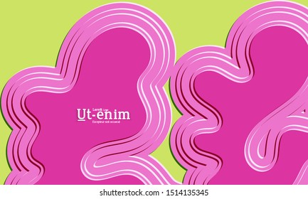 Abstract web templates with wavy embossed gradient shapes on colored background. Social media web banner or landing page. Abstract paper cut 3d layered topographic background.