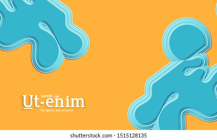 Abstract web templates with wavy embossed gradient shapes on gradient background. Social media web banner or landing page. Fluid lighting effect with smooth liquid colors.
