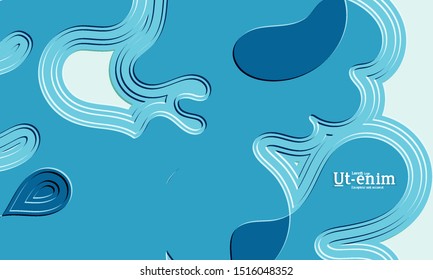 Abstract web templates with wavy embossed gradient shapes on colored background. Social media web banner or landing page. Abstract paper cut 3d layered topographic background.