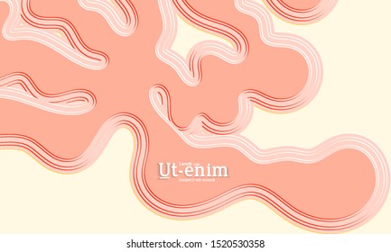 Abstract web templates with wavy embossed gradient shapes on colored background. Social media web banner or landing page. Abstract paper cut 3d layered topographic background.