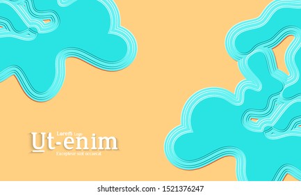 Abstract web templates with wavy embossed gradient shapes on gradient background. Social media web banner or landing page. Fluid lighting effect with smooth liquid colors.