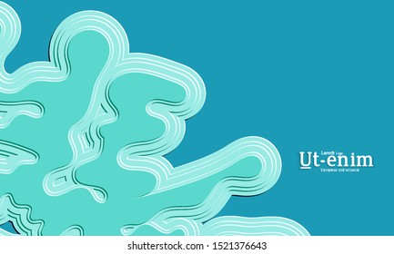 Abstract web templates with wavy embossed gradient shapes on black background. Social media web banner or landing page. Abstract paper cut 3d layered topographic background.