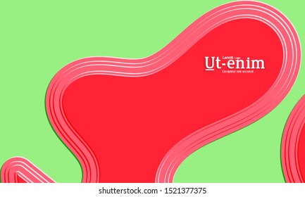 Abstract web templates with wavy embossed gradient shapes on colored background. Social media web banner or landing page. Abstract paper cut 3d layered topographic background.