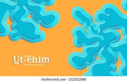 Abstract web templates with wavy embossed gradient shapes on gradient background. Social media web banner or landing page. Fluid lighting effect with smooth liquid colors.