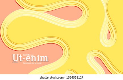 Abstract web templates with wavy embossed gradient shapes on colored background. Social media web banner or landing page. Abstract paper cut 3d layered topographic background.