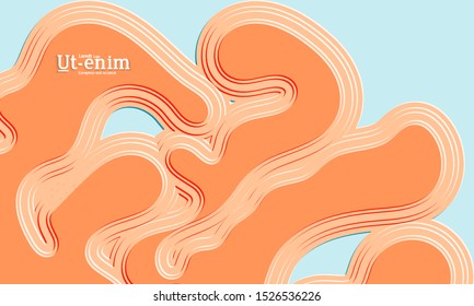 Abstract web templates with wavy embossed gradient shapes on colored background. Social media web banner or landing page. Abstract paper cut 3d layered topographic background.