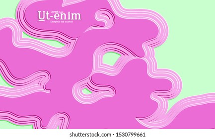 Abstract web templates with wavy embossed gradient shapes on gradient background. Social media web banner or landing page. Abstract paper cut 3d layered topographic background.