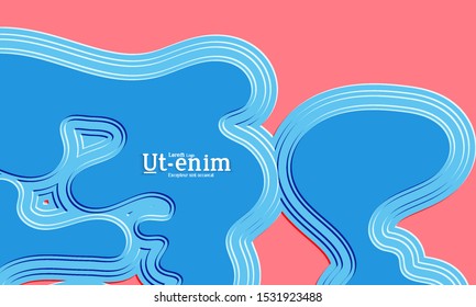 Abstract web templates with wavy embossed gradient shapes on colored background. Social media web banner or landing page. Abstract paper cut 3d layered topographic background.