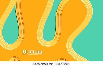 Abstract web templates with wavy embossed gradient shapes on colored background. Social media web banner or landing page. Abstract paper cut 3d layered topographic background.