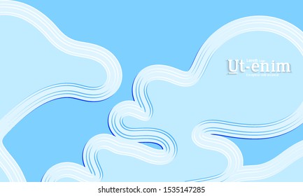 Abstract web templates with wavy embossed gradient shapes on colored background. Social media web banner or landing page. Abstract paper cut 3d layered topographic background.