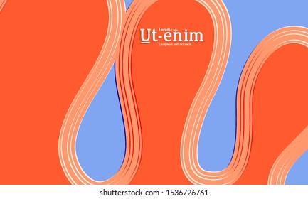Abstract web templates with wavy embossed gradient shapes on gradient background. Social media web banner or landing page. Abstract paper cut 3d layered topographic background.