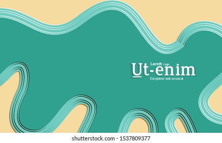 Abstract web templates with wavy embossed gradient shapes on colored background. Social media web banner or landing page. Abstract paper cut 3d layered topographic background.