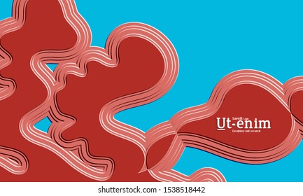 Abstract web templates with wavy embossed gradient shapes on gradient background. Social media web banner or landing page. Abstract paper cut 3d layered topographic background.