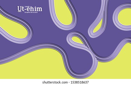 Abstract web templates with wavy embossed gradient shapes on colored background. Social media web banner or landing page. Abstract paper cut 3d layered topographic background.