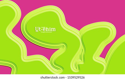 Abstract web templates with wavy embossed gradient shapes on colored background. Social media web banner or landing page. Abstract paper cut 3d layered topographic background.