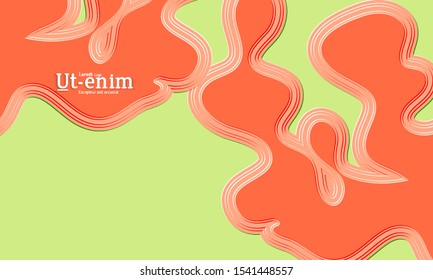 Abstract web templates with wavy embossed gradient shapes on gradient background. Social media web banner or landing page. Fluid lighting effect with smooth liquid colors.