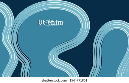 Abstract web templates with wavy embossed gradient shapes on colored background. Social media web banner or landing page. Abstract paper cut 3d layered topographic background.