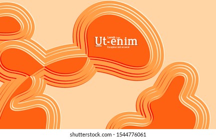 Abstract web templates with wavy embossed gradient shapes on black background. Social media web banner or landing page. Abstract paper cut 3d layered topographic background.