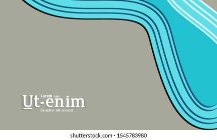 Abstract web templates with wavy embossed gradient shapes on colored background. Social media web banner or landing page. Abstract paper cut 3d layered topographic background.