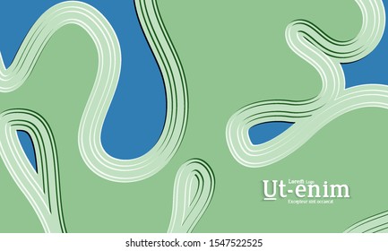 Abstract web templates with wavy embossed gradient shapes on gradient background. Social media web banner or landing page. Abstract paper cut 3d layered topographic background.