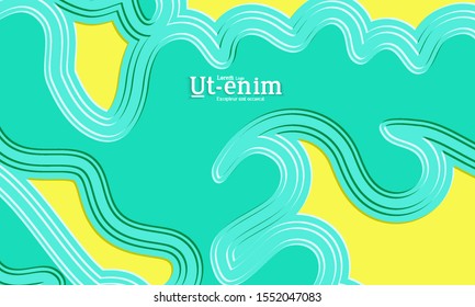 Abstract web templates with wavy embossed gradient shapes on gradient background. Social media web banner or landing page. Abstract paper cut 3d layered topographic background.
