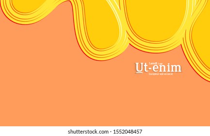Abstract web templates with wavy embossed gradient shapes on black background. Social media web banner or landing page. Abstract paper cut 3d layered topographic background.
