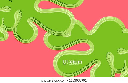 Abstract web templates with wavy embossed gradient shapes on gradient background. Social media web banner or landing page. Fluid lighting effect with smooth liquid colors.
