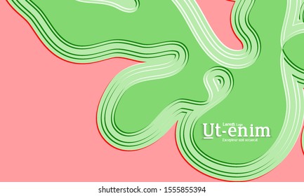 Abstract web templates with wavy embossed gradient shapes on colored background. Social media web banner or landing page. Abstract paper cut 3d layered topographic background.