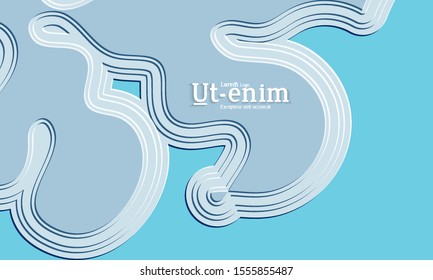 Abstract web templates with wavy embossed gradient shapes on colored background. Social media web banner or landing page. Abstract paper cut 3d layered topographic background.