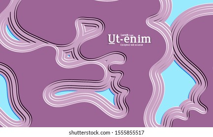 Abstract web templates with wavy embossed gradient shapes on gradient background. Social media web banner or landing page. Abstract paper cut 3d layered topographic background.