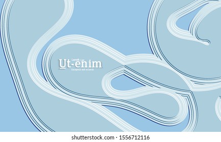 Abstract web templates with wavy embossed gradient shapes on colored background. Social media web banner or landing page. Abstract paper cut 3d layered topographic background.