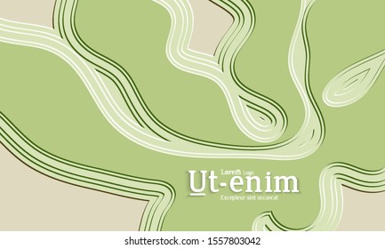 Abstract web templates with wavy embossed gradient shapes on colored background. Social media web banner or landing page. Abstract paper cut 3d layered topographic background.