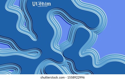 Abstract web templates with wavy embossed gradient shapes on gradient background. Social media web banner or landing page. Abstract paper cut 3d layered topographic background.