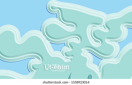 Abstract web templates with wavy embossed gradient shapes on colored background. Social media web banner or landing page. Abstract paper cut 3d layered topographic background.