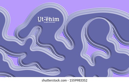 Abstract web templates with wavy embossed gradient shapes on gradient background. Social media web banner or landing page. Abstract paper cut 3d layered topographic background.
