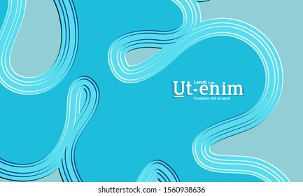 Abstract web templates with wavy embossed gradient shapes on colored background. Social media web banner or landing page. Abstract paper cut 3d layered topographic background.