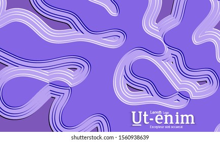 Abstract web templates with wavy embossed gradient shapes on colored background. Social media web banner or landing page. Abstract paper cut 3d layered topographic background.