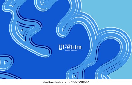 Abstract web templates with wavy embossed gradient shapes on colored background. Social media web banner or landing page. Abstract paper cut 3d layered topographic background.