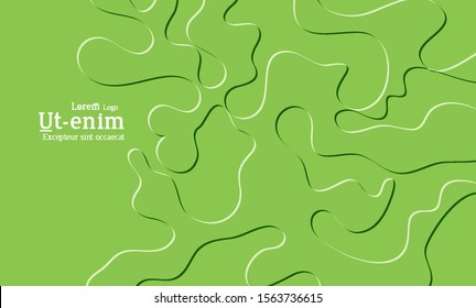Abstract web templates with wavy embossed shapes on bright colored gradient background. Social media web banner or landing page. Fluid lighting effect with smooth liquid colors.