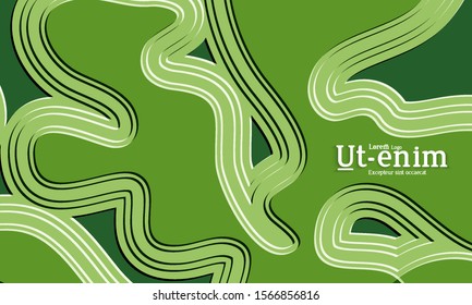 Abstract web templates with wavy embossed gradient shapes on gradient background. Social media web banner or landing page. Abstract paper cut 3d layered topographic background.