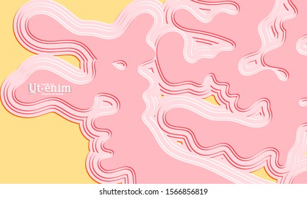 Abstract web templates with wavy embossed gradient shapes on colored background. Social media web banner or landing page. Abstract paper cut 3d layered topographic background.