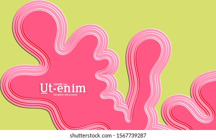 Abstract web templates with wavy embossed gradient shapes on colored background. Social media web banner or landing page. Abstract paper cut 3d layered topographic background.