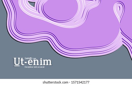 Abstract web templates with wavy embossed gradient shapes on colored background. Social media web banner or landing page. Abstract paper cut 3d layered topographic background.