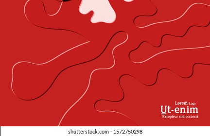 Abstract web templates with wavy embossed shapes on bright colored gradient background. Social media web banner or landing page. Fluid lighting effect with smooth liquid colors.