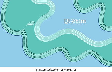 Abstract web templates with wavy embossed gradient shapes on colored background. Social media web banner or landing page. Abstract paper cut 3d layered topographic background.